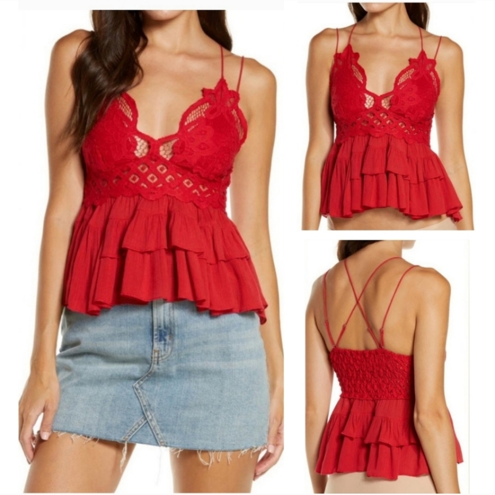 Free People Adella top red